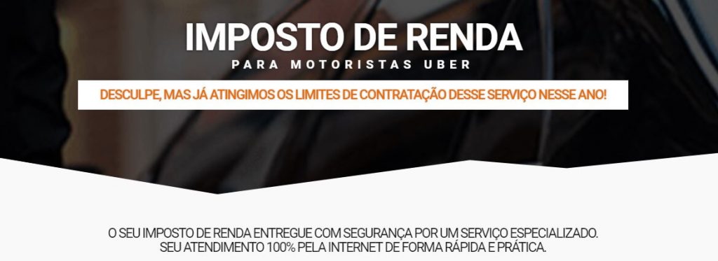 Página de Imposto de Renda para Uber