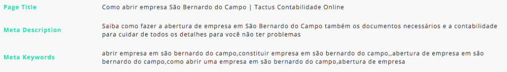 Titulo e meta descrição
