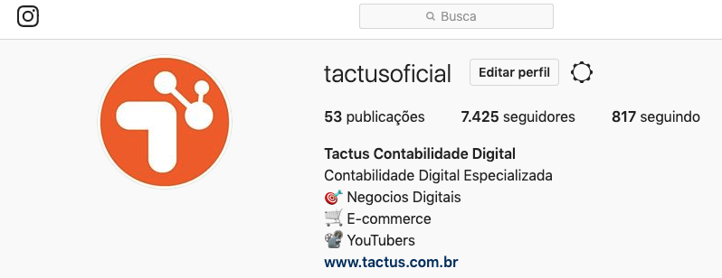 Instagram da Tactus Contabilidade
