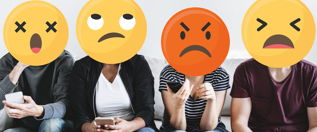 imagem que represente emojis de feliz, alegre, raiva das redes sociais
