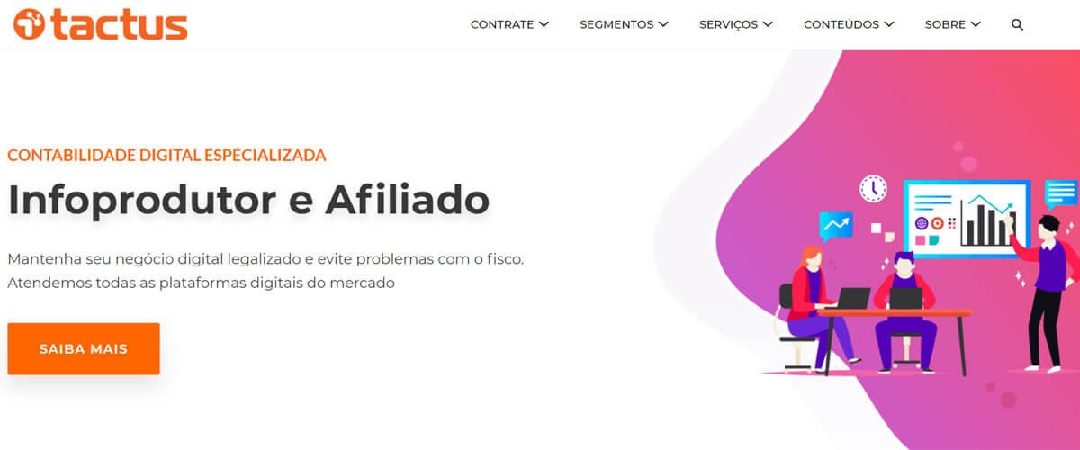 imagem que represente página de infoprodutor e afiliado site Tactus