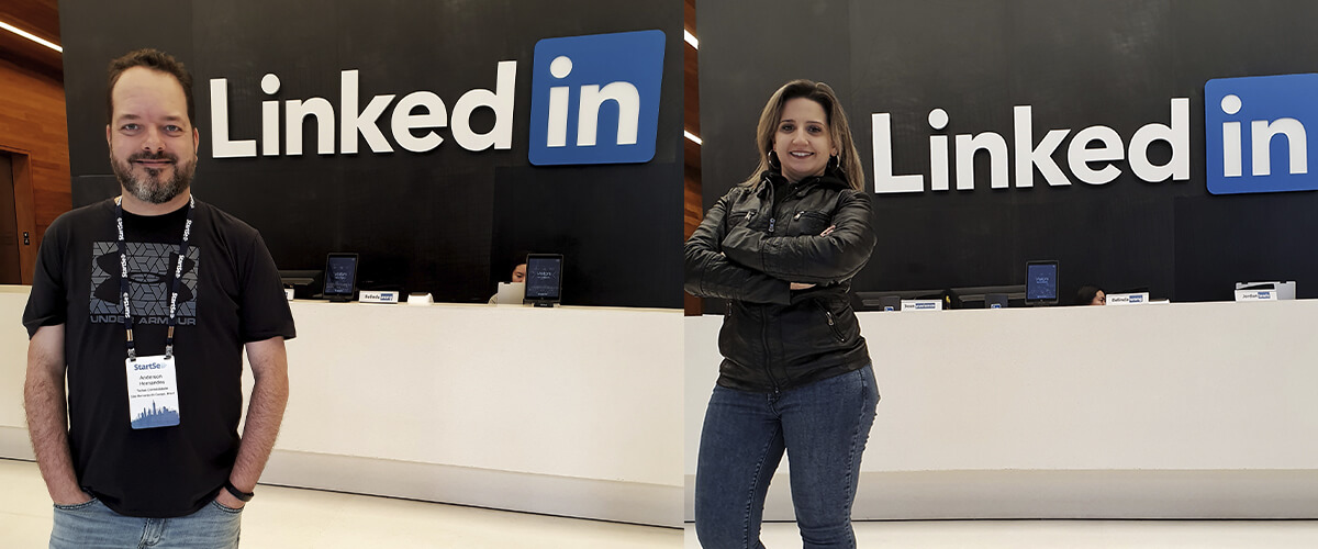 imagem que represente Anderson e Fernanda conhecendo o LinkedIn