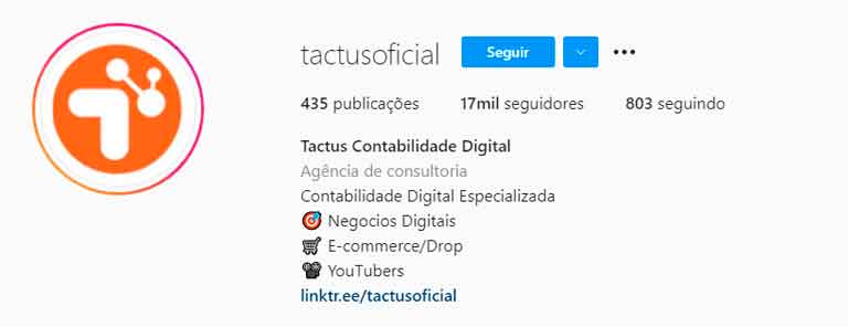 Perfil Tactus Instagram Marketing Contábil Anderson Hernandes